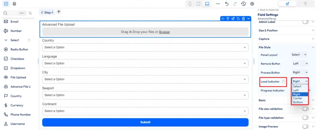 Bit form - advanced file upload - load indicator