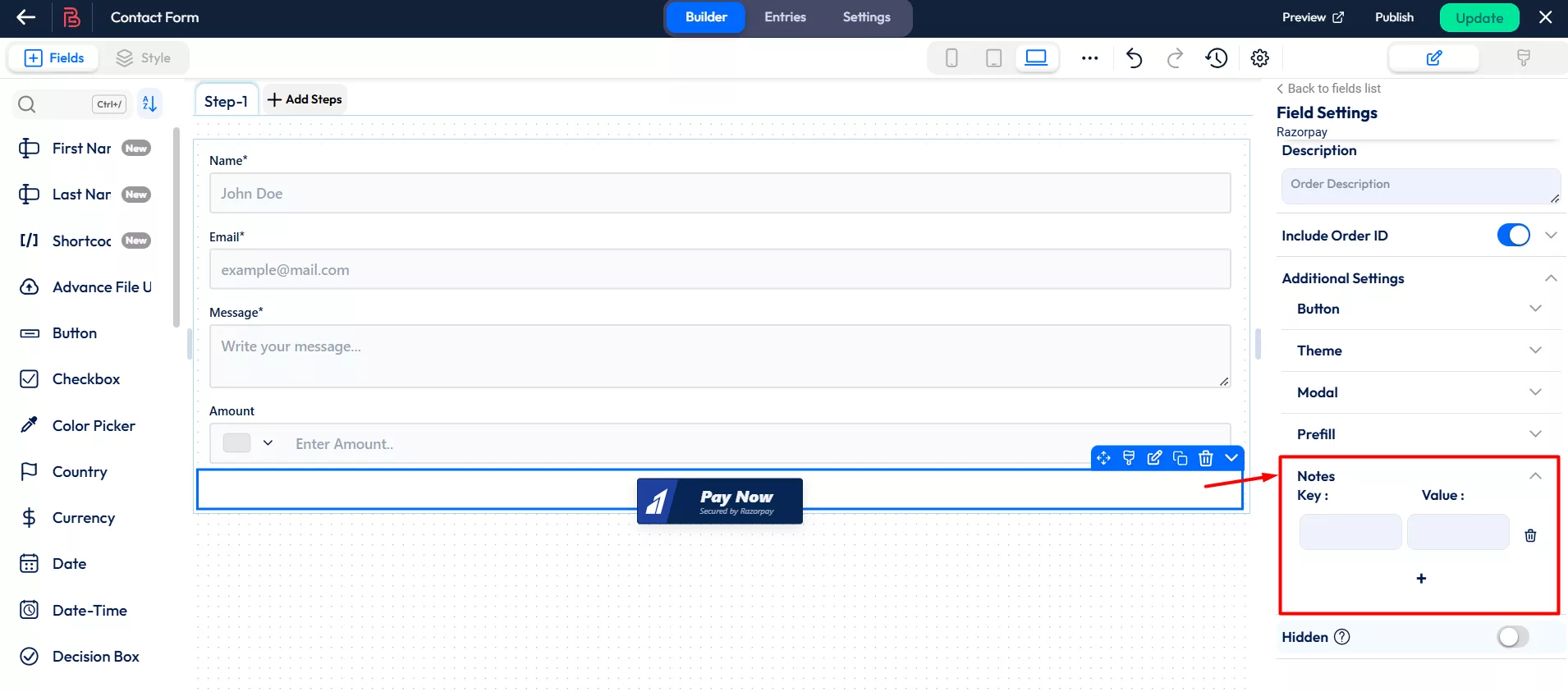 Razorpay Payment Field - Bit Form