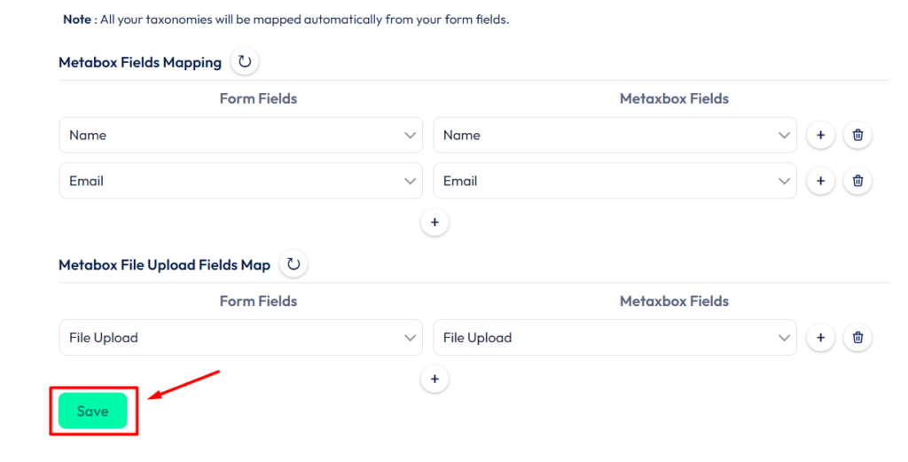 Meta box integration with bit form - save