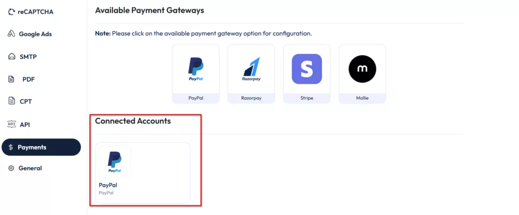 Paypal payment field - connected with paypal