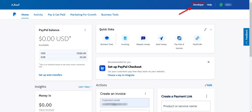 Paypal payment field - developers
