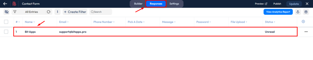 Zoho sign integration with bit form - responses