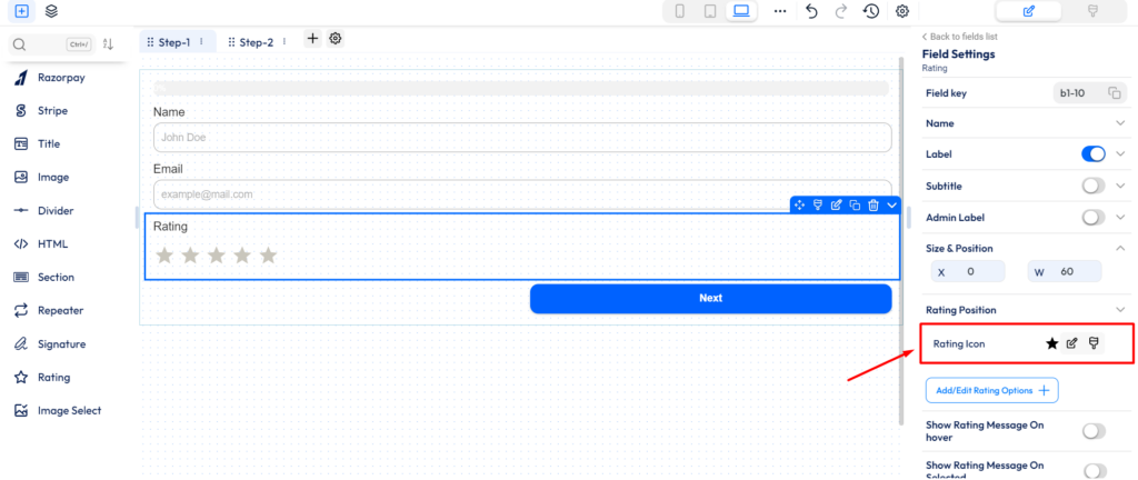 Bit form - rating field - rating icon