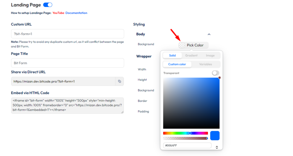 Bit form landing page design