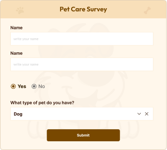 formulario de encuesta sobre mascotas