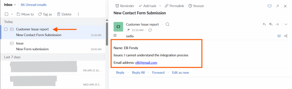 E-Mail-Benachrichtigung nach Übermittlung des Formulars