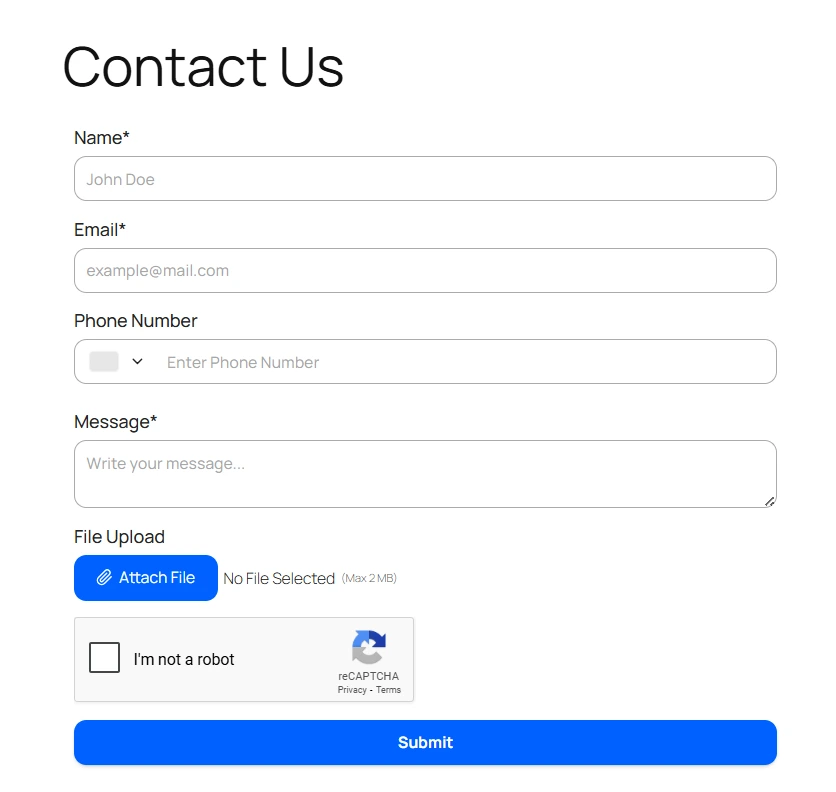 benutzerdefiniertes Kontaktformular