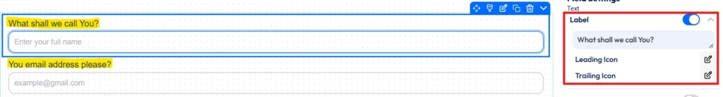 Name und E-Mail-Feld hinzufügen