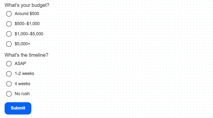 Hinzufügen von Optionsfeldern in das Formular