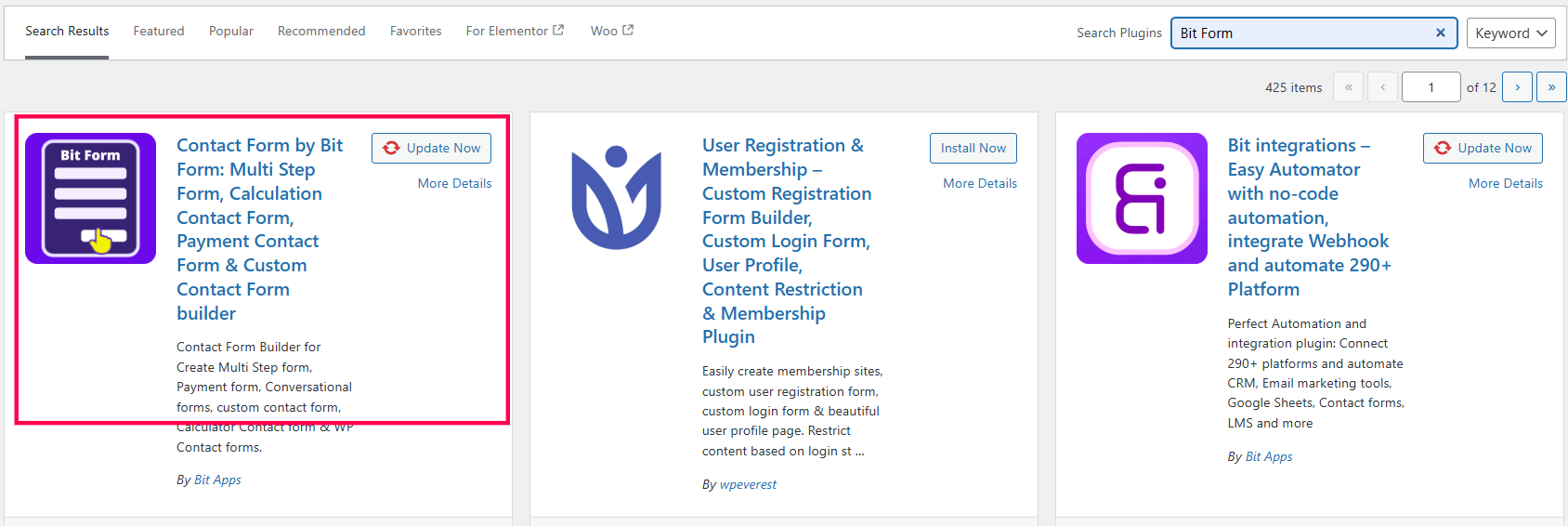 Bit Form-Plugin installieren