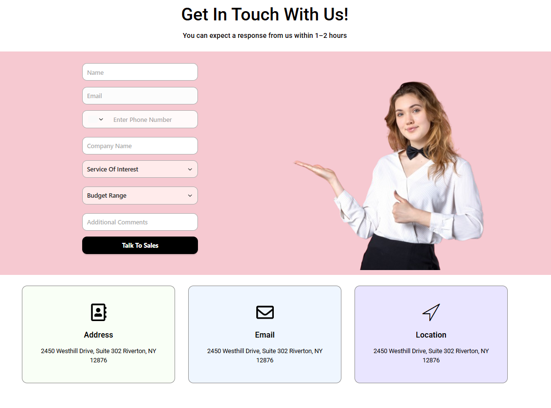 Bestes Beispiel für eine Kontaktseite