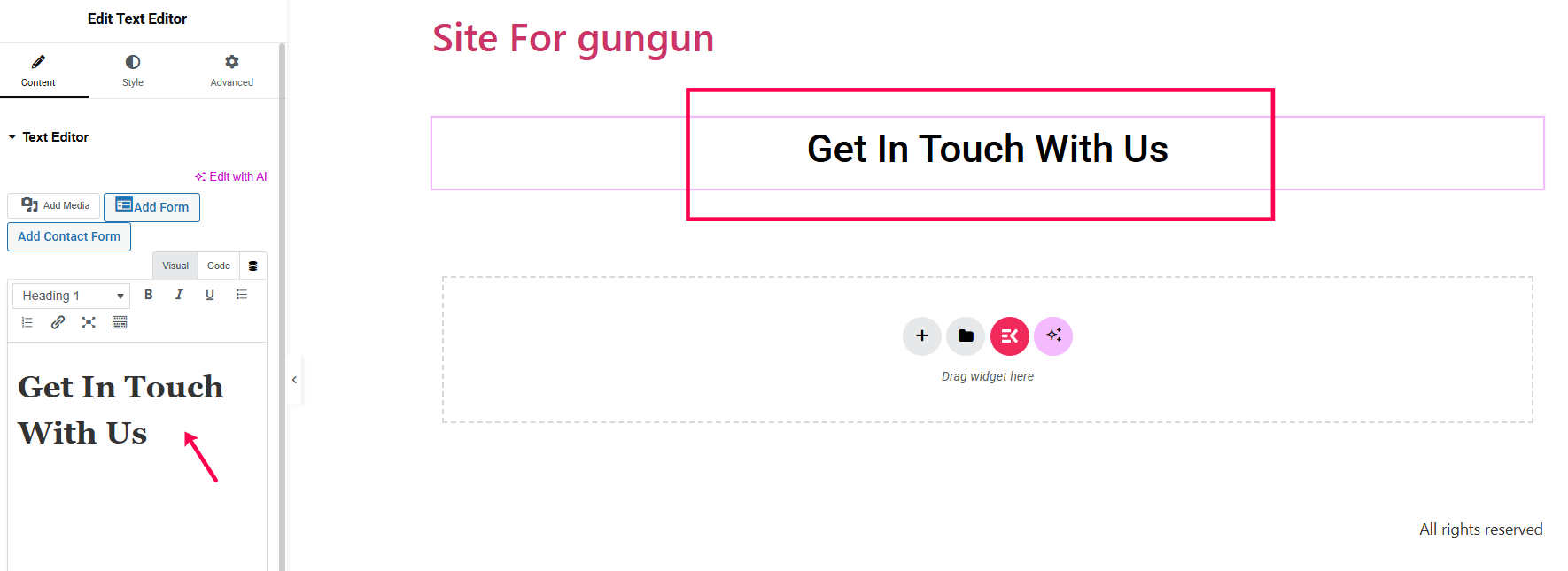 Titel zum Elementor-Editor hinzufügen