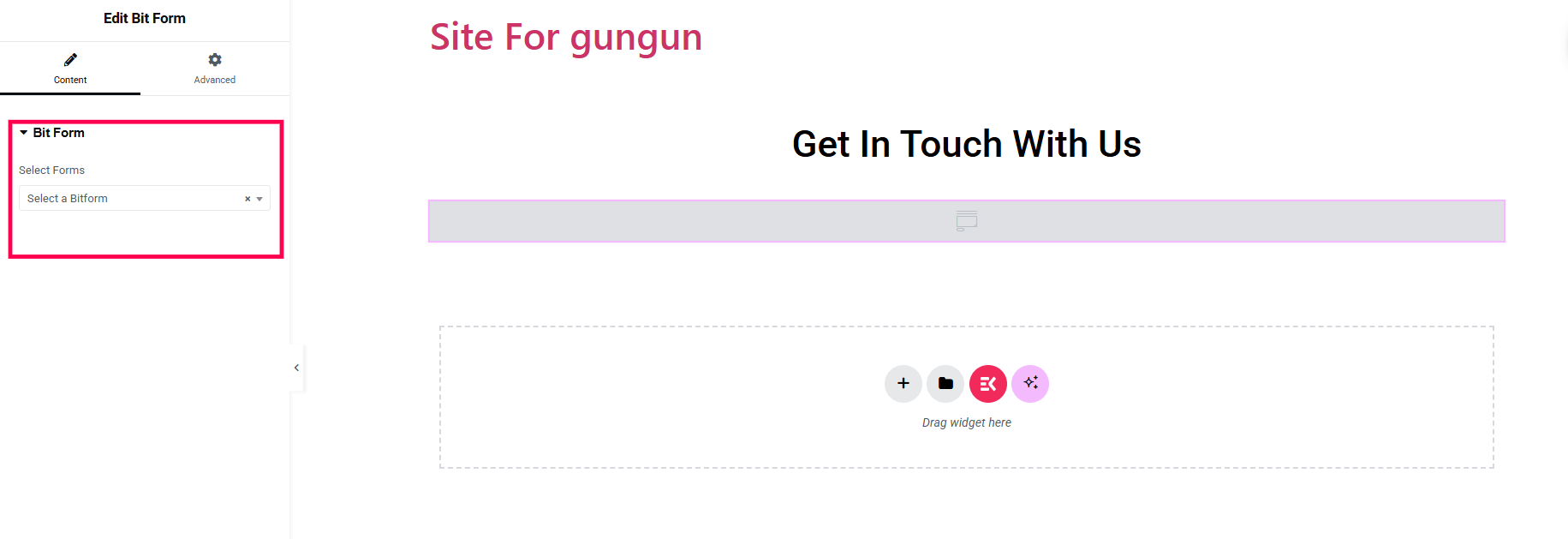 Bit Form-Widget zu Elementor hinzufügen