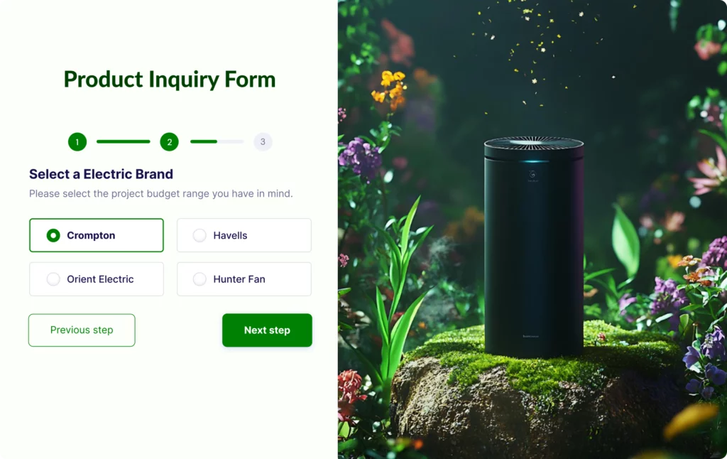 Produktanfrageformular