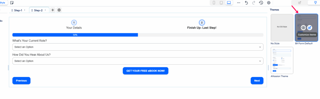 Gestalten Sie das Formular mit Bit Form