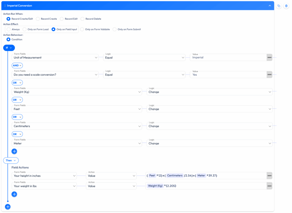 Gewicht und Größe in verschiedenen Parametern