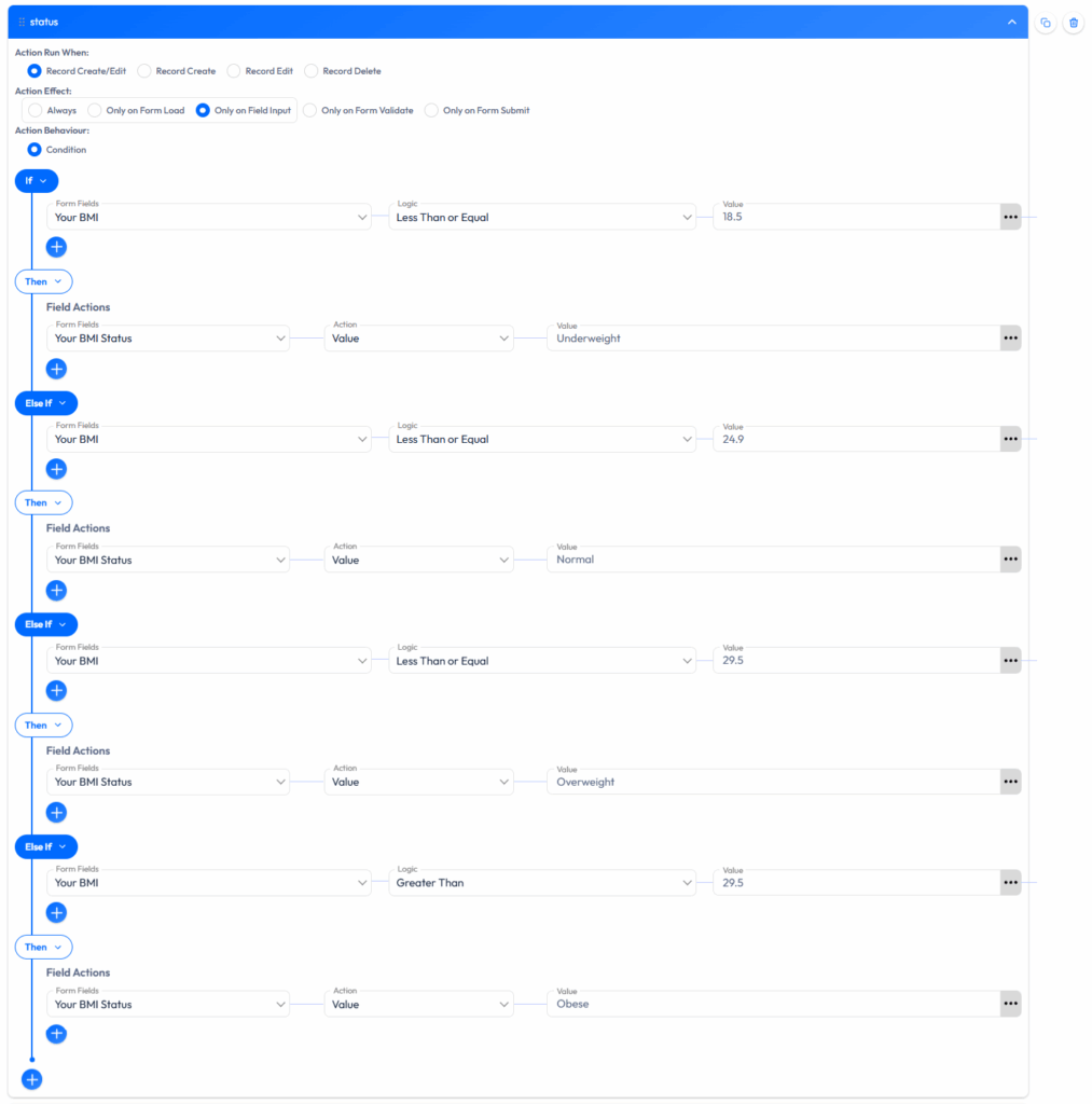 Statusanzeige basierend auf dem Eingabewert