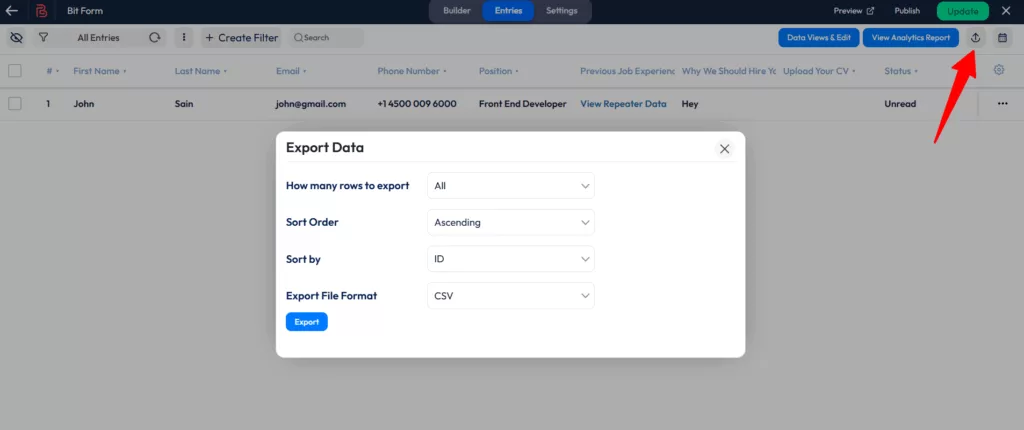 exportar datos de formularios