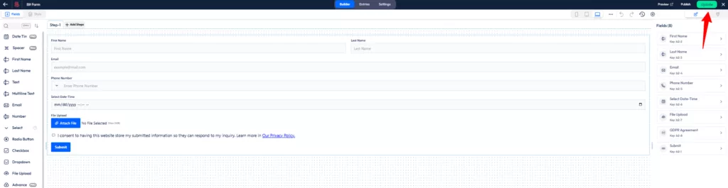 actualizar el formulario si es necesario