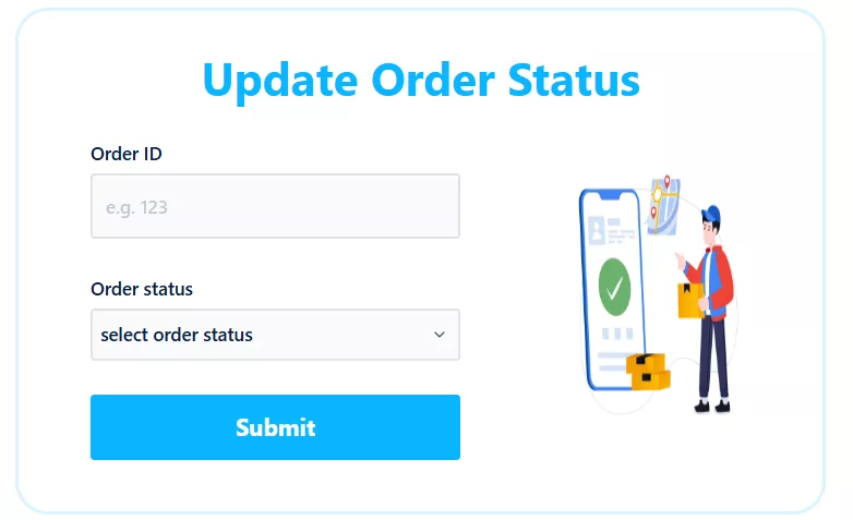Order status change form created in Bit Form