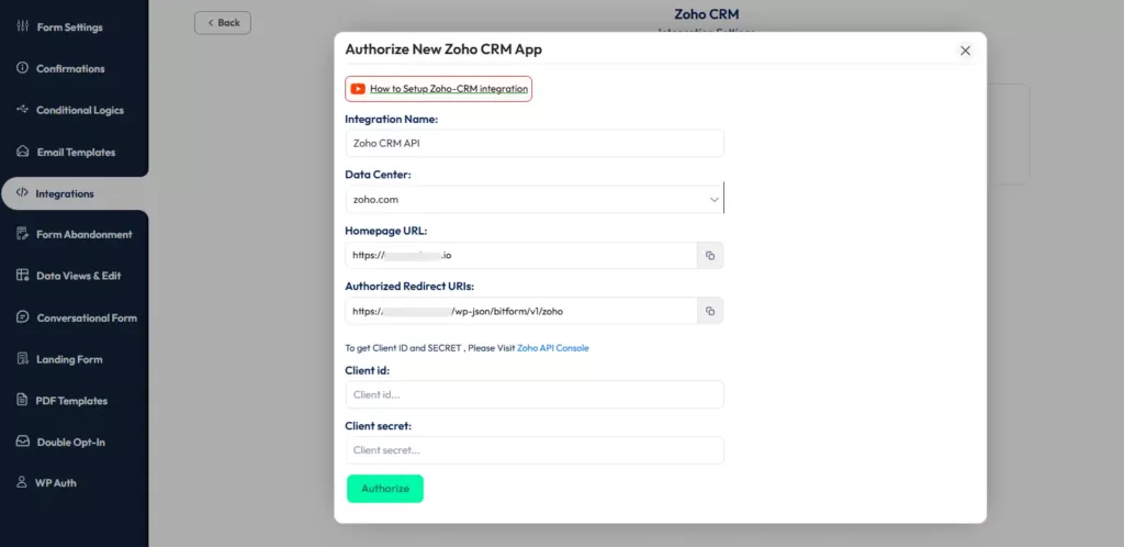 Connect with Zoho CRM