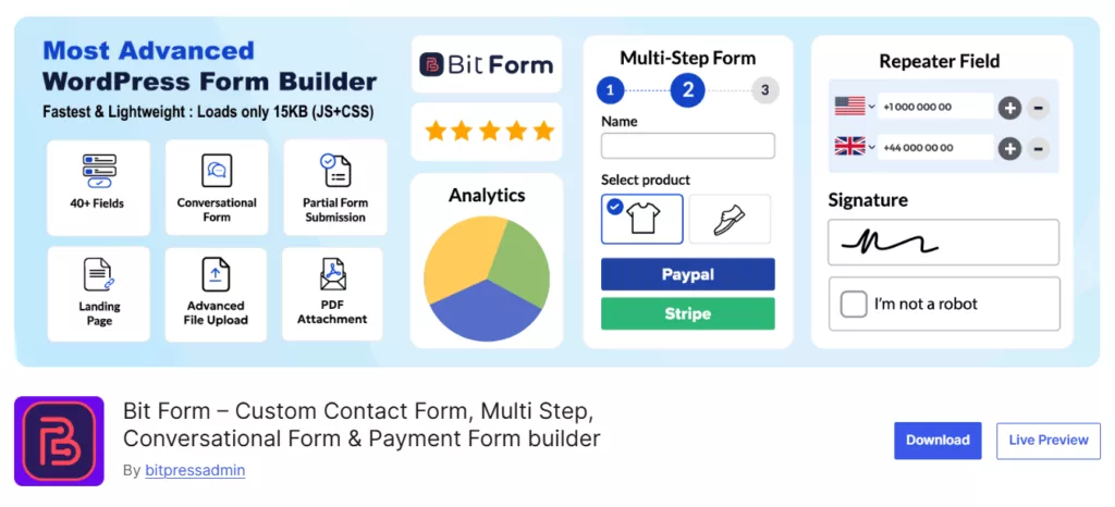 Bit Form- best free wordpress contact form plugin