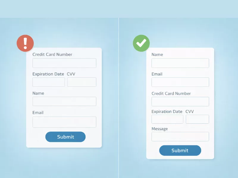 Not maintaining the correct order of form fields