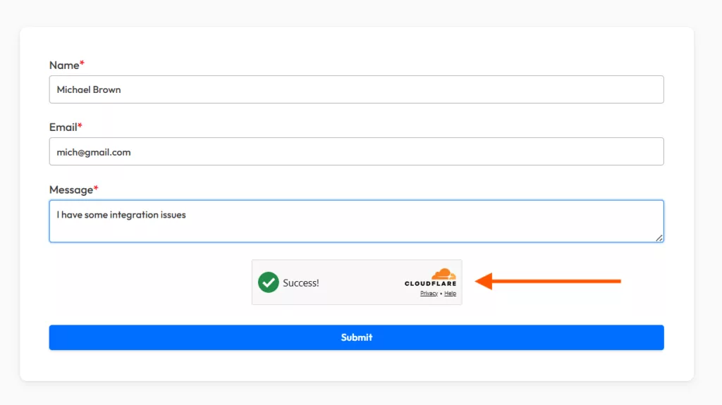 cloudfare turnstile protection added to the form