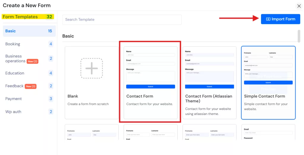 select simple contact form