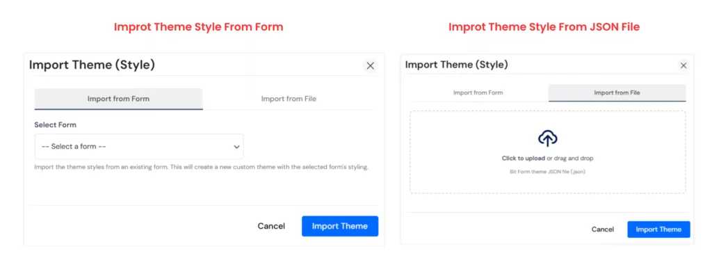 Bit Form Custom Style Theme Export Import Options