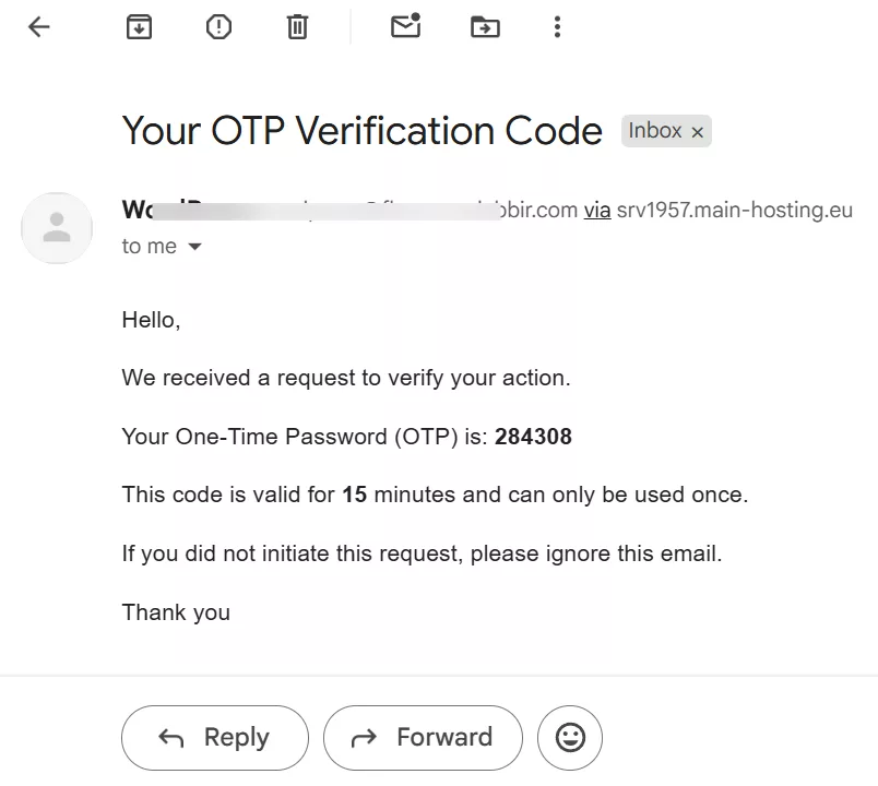 Copy the OTP verification code