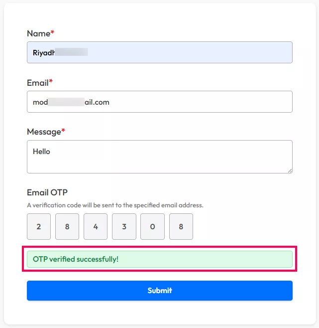 OTP Verification successful