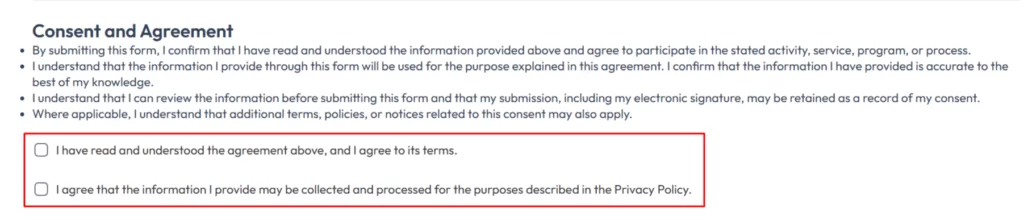 add decision box to take consent from the users