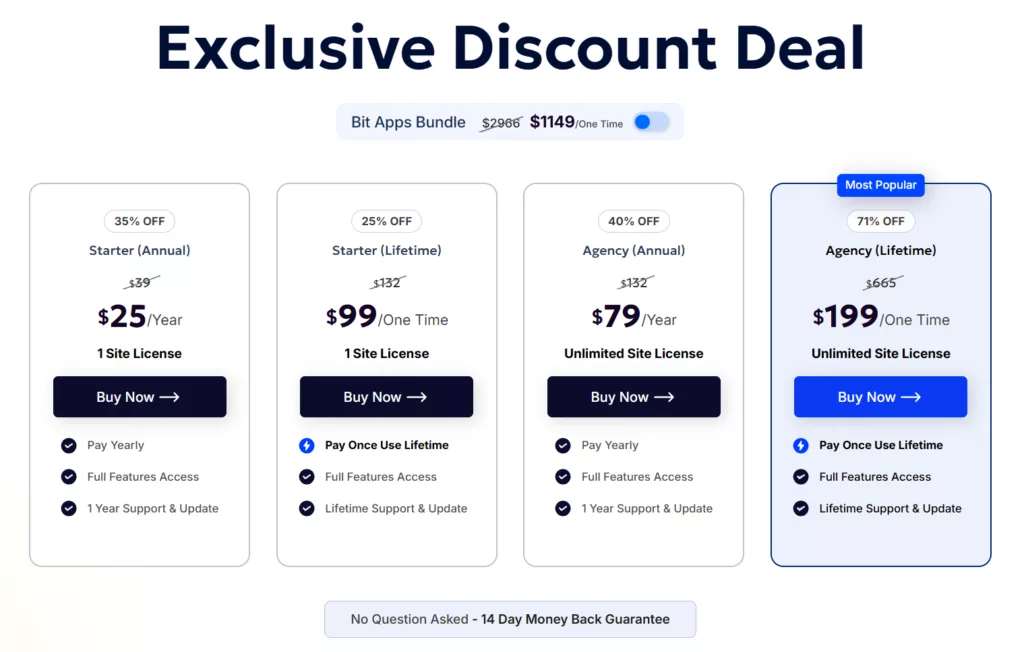 bit form lifetime pricing