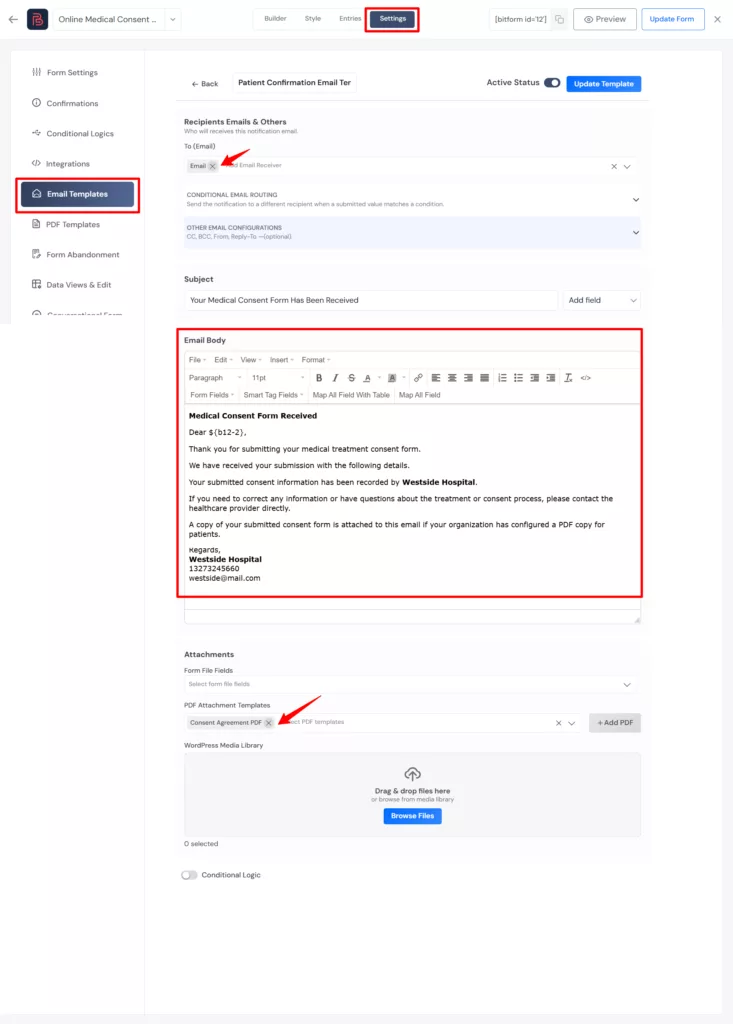 create an email template