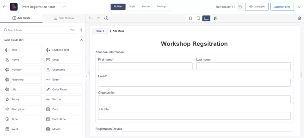 create a form first in Bit Form