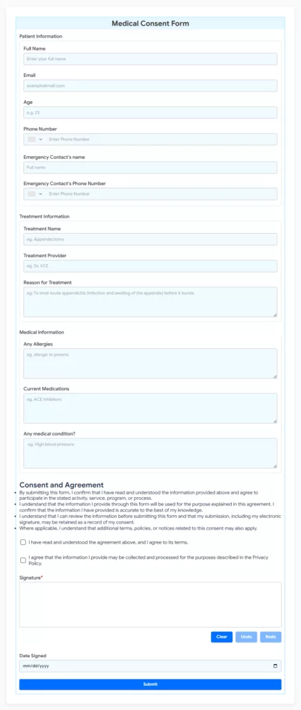 medical consent form