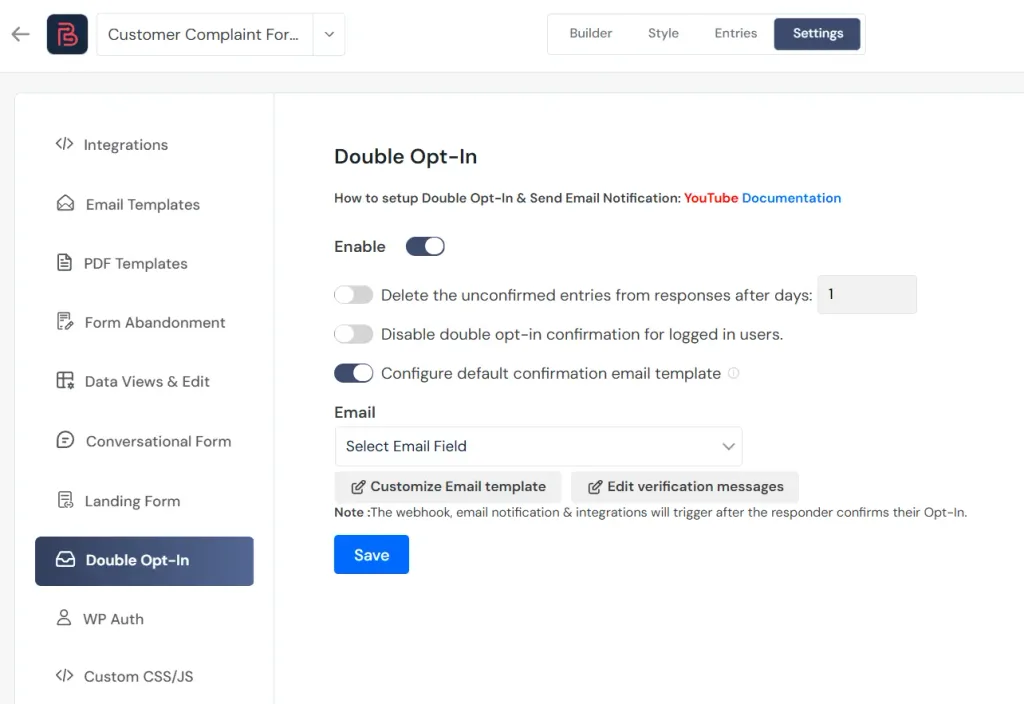 Double Opt In in Bit Form