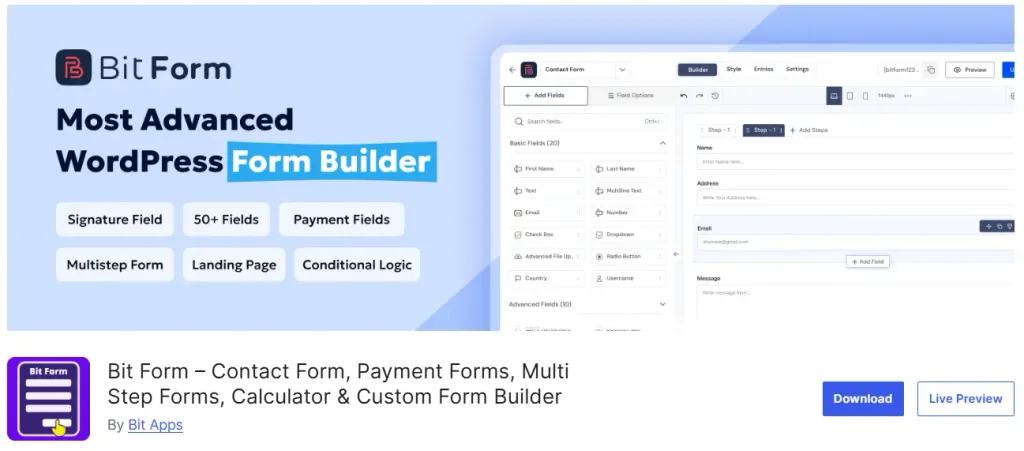bit form wordpress form builder plugin